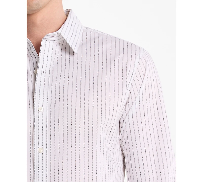Michael Kors Men's Logo Lettering Pinstripe Long-Sleeve Shirt