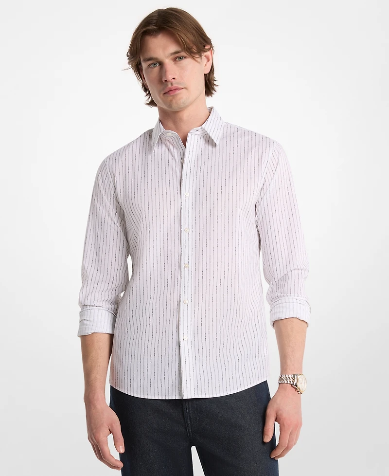 Michael Kors Men's Logo Lettering Pinstripe Long-Sleeve Shirt