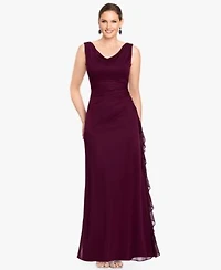 B A By Betsy Adam Womens Ruffle Side Cowl Neck Ball Gown