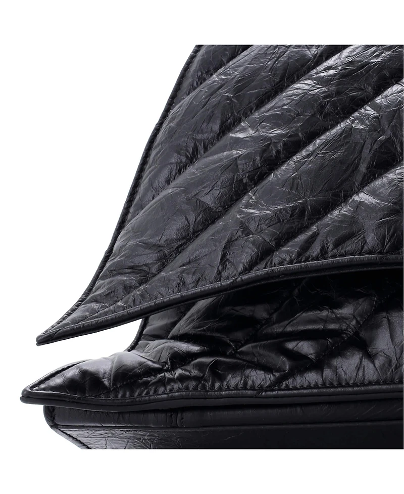 Pre-Owned Balenciaga Crush Chain Flap Bag Quilted Crushed Calfskin