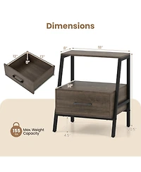 Slickblue Farmhouse Style 3-Tier Nightstand with Open Storage Shelf