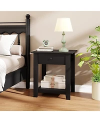 Slickblue 3-Tier Modern Nightstand with Storage Drawer and Open Shelf for Bedroom