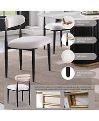 Streamdale Furniture Faux Marble Dining Set for 6 with Trim Metal Base