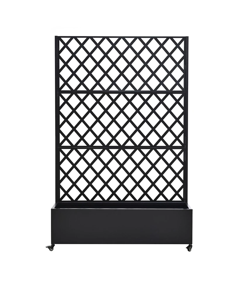 Streamdale Furniture Metal Raised Garden Bed with Wheels, Trellis, and Privacy Screen, 73"x47"x16