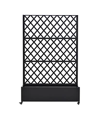 Streamdale Furniture Metal Raised Garden Bed with Wheels, Trellis, and Privacy Screen, 73"x47"x16