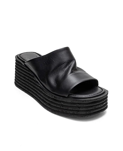 Forever & Always Shoes Women's Marc Leather Wedge Sandal