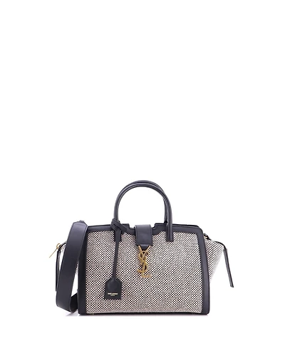 Pre-Owned Saint Laurent Baby Monogram Cabas Downtown Tweed and Leather