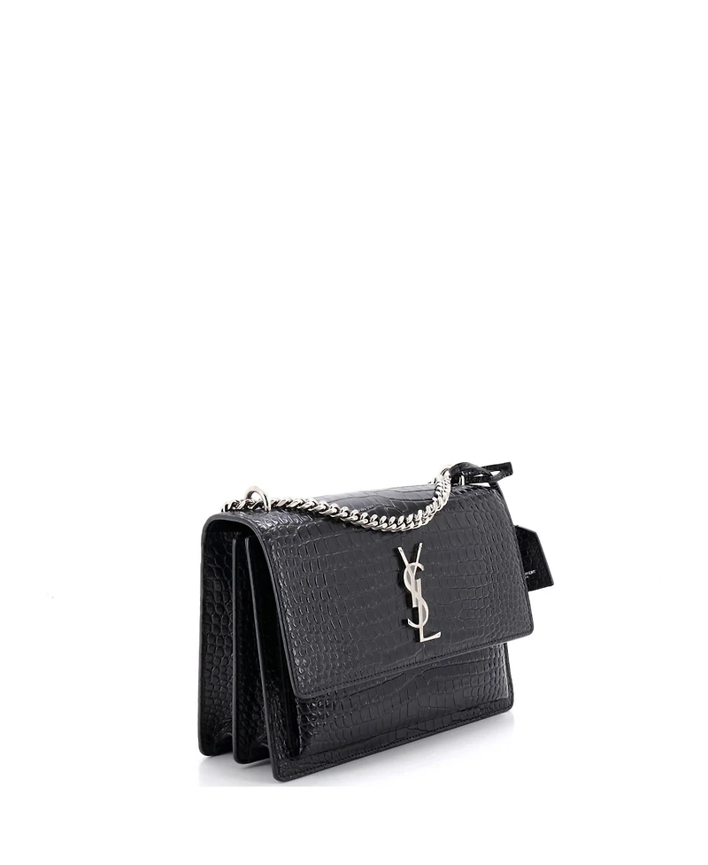 Pre-Owned Saint Laurent Medium Sunset Crossbody Bag Embossed Leather