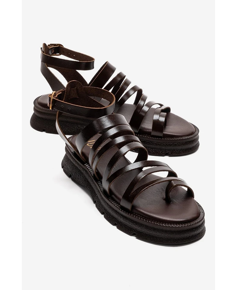 Forever & Always Shoes Women's Pelsa Leather Multi Strap Sandal