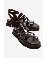 Forever & Always Shoes Women's Pelsa Leather Multi Strap Sandal