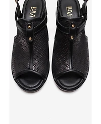 Forever & Always Shoes Women's Janelle Leather Block Heel Sandal