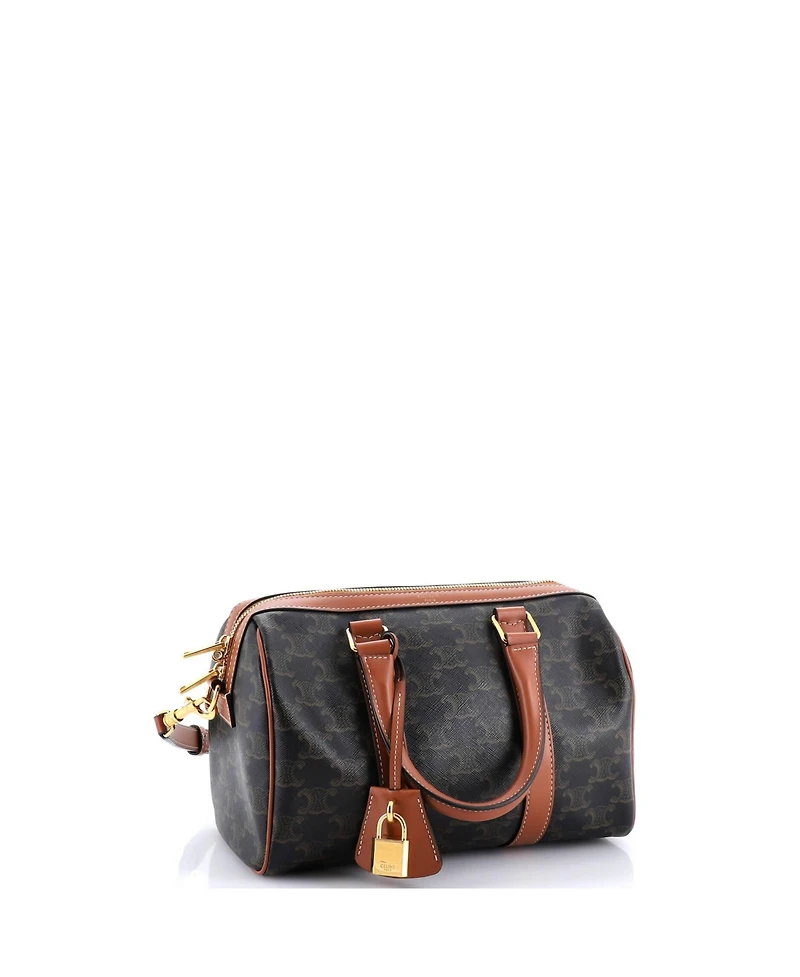 Pre-Owned Celine Medium Boston Bag Triomphe Coated Canvas