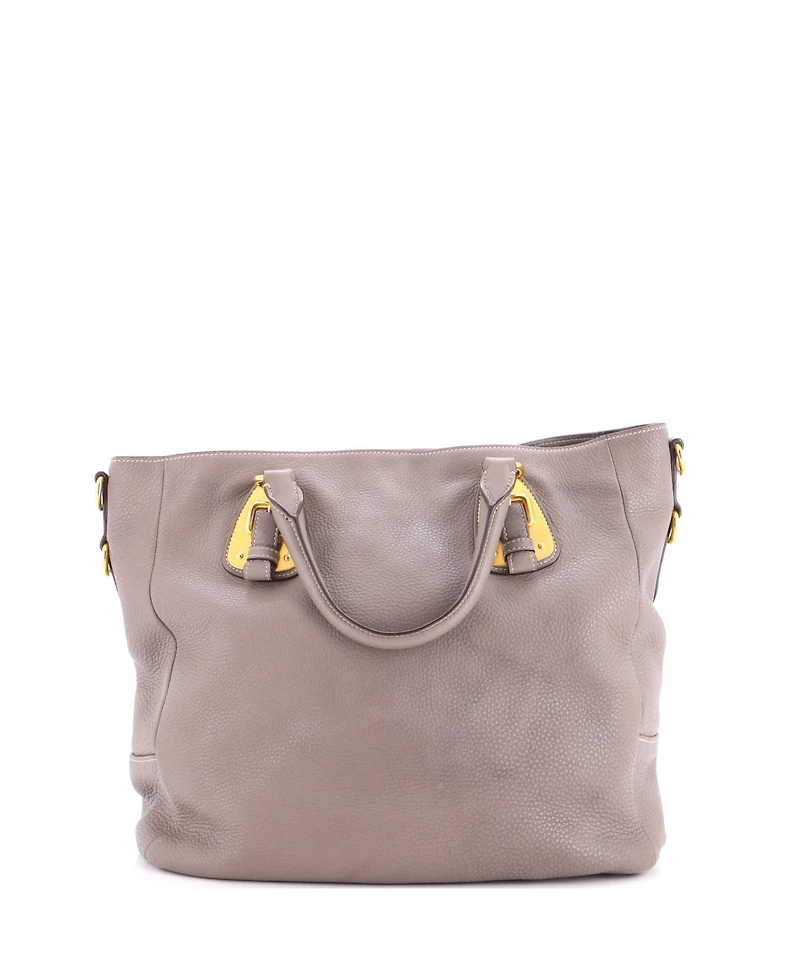 Pre-Owned Prada Large Side Zip Convertible Tote Vitello Daino