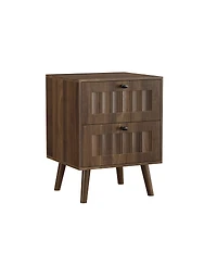 Streamdale Furniture Mid-Century Modern 2-Drawer Bedside Table, Walnut, 2-Pack
