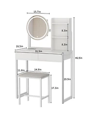 Streamdale Furniture Small Vanity Desk with Led Mirror, Power Outlet