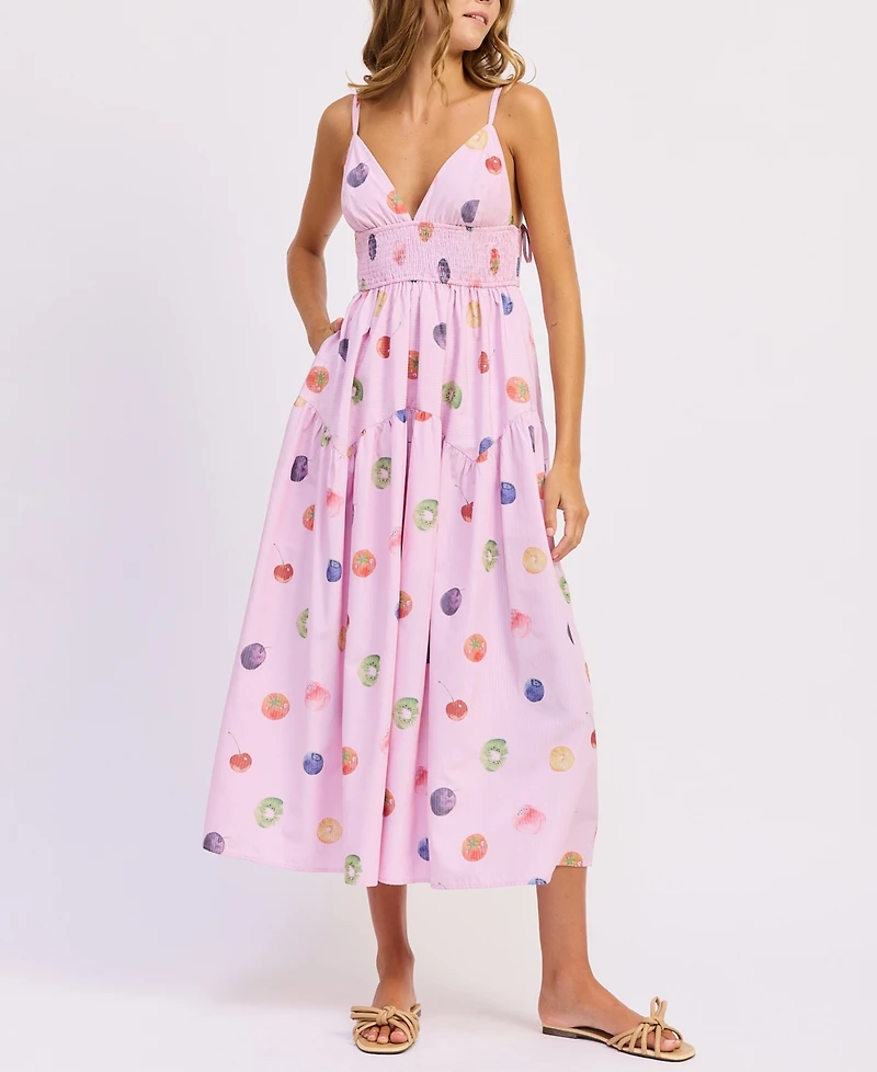 En Saison Women's V-Neck Fruit Medley Dress