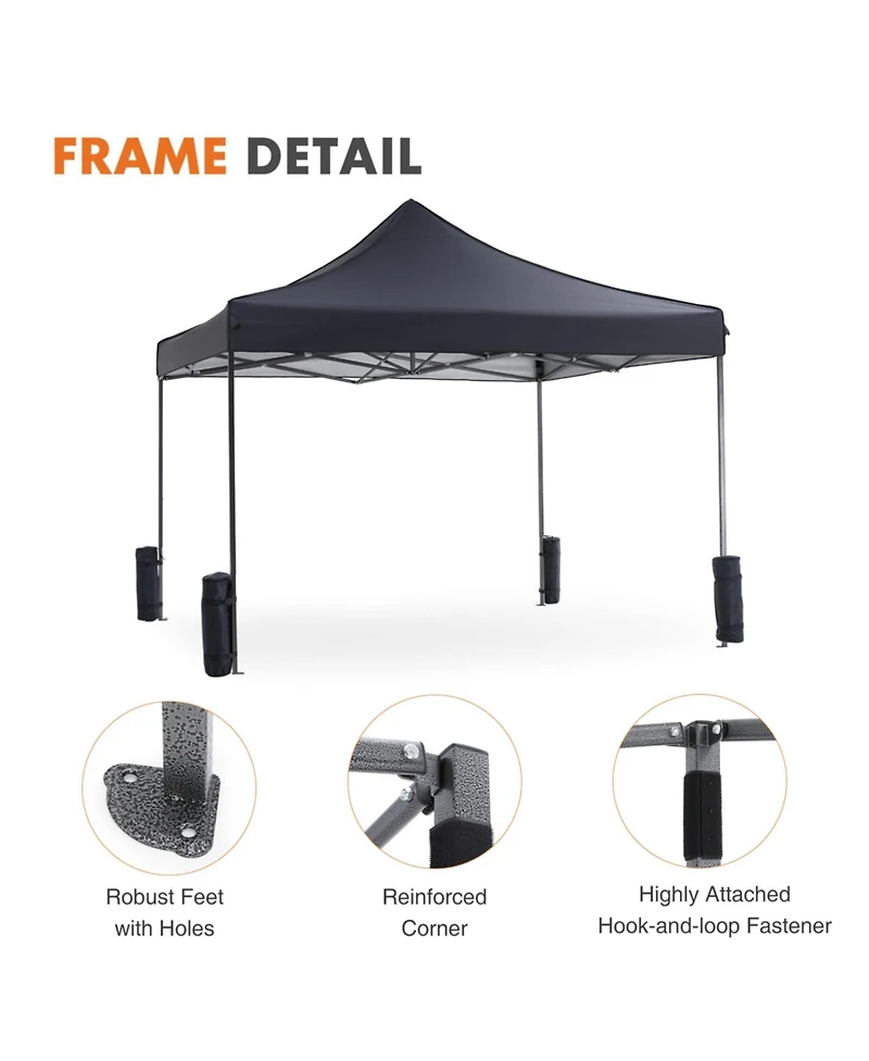 Yiortwo 10x10 Pop Up Canopy Tent Outdoor Instant Shade Portable Shelter