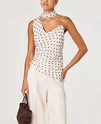 Astr the Label Women's Chiffon Cowl Neck Scarf Top