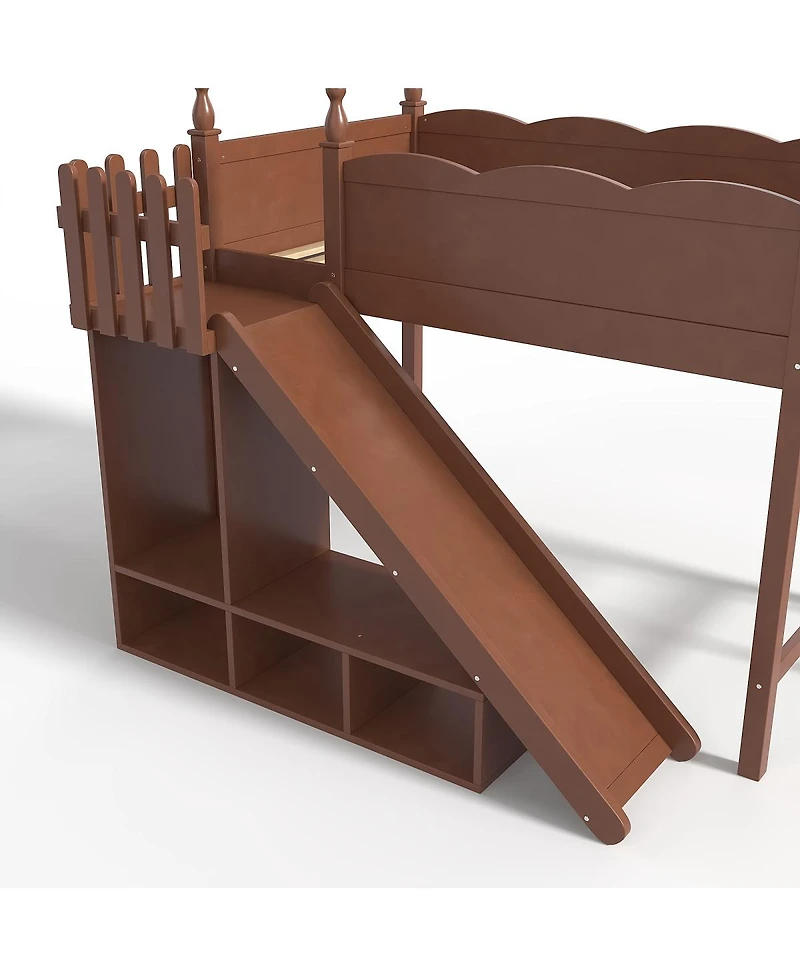 Streamdale Furniture Loft Bed with Storage, Wardrobe, and Slide