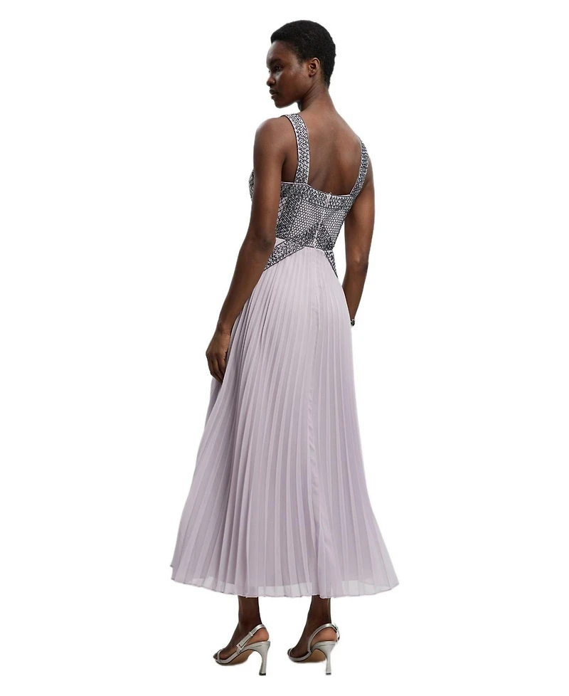 Karen Millen Petite Embellished Pleated Midi Dress