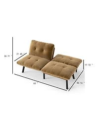 Rainsken Modern Convertible Futon sofa Bed, with Adjustable Backrest, Velvet Couch, Folding for Small Space, Apartment