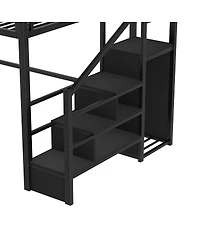 Streamdale Furniture Loft Bed with Stairs and Wardrobe
