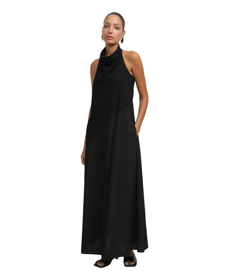 Marcella Women's Denali Halter Open-Back Cotton Maxi Dress