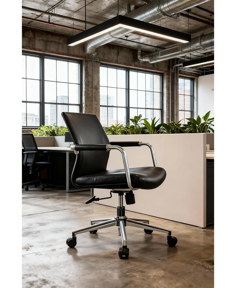 logicfox Adjustable Height Executive Office Chair, Modern Leather Desk Chair with Armrests