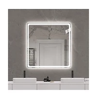 Busdays 36x36 Inch Led Vanity Mirror for Bathroom Front Lights Wall Mounted Anti Fog Frameless Copper Free Silver Makeup Mirror Horizontal or Vertical