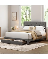 Homfan Bed Frame with Adjustable Headboard