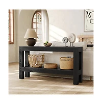 Slickblue 2-Tier Entryway Console Table Farmhouse Style Sofa Table with Storage Shelves