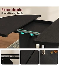gaomon Extendable Round to Oval Dining Table, Arched Legs, Expandable Farmhouse Kitchen Table for 4-8