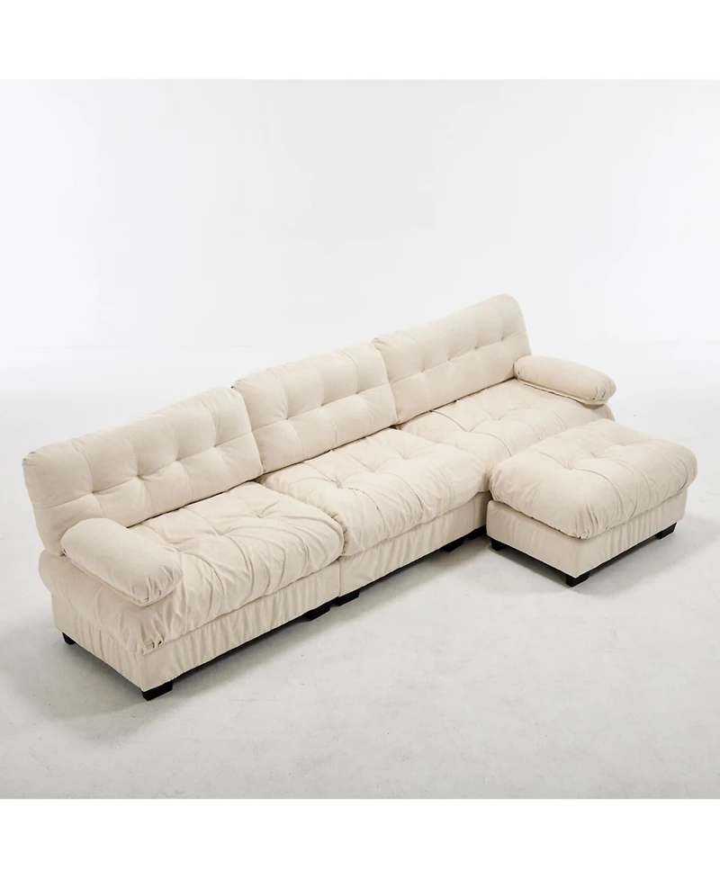Clihome Modular Sectional Sofa,Cloud Couch, L Shaped Couch with Movable Ottoman Oversized 3-Seater Sofa for Bedroom,5 Pillows