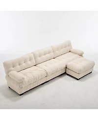Clihome Modular Sectional Sofa,Cloud Couch, L Shaped Couch with Movable Ottoman Oversized 3-Seater Sofa for Bedroom,5 Pillows