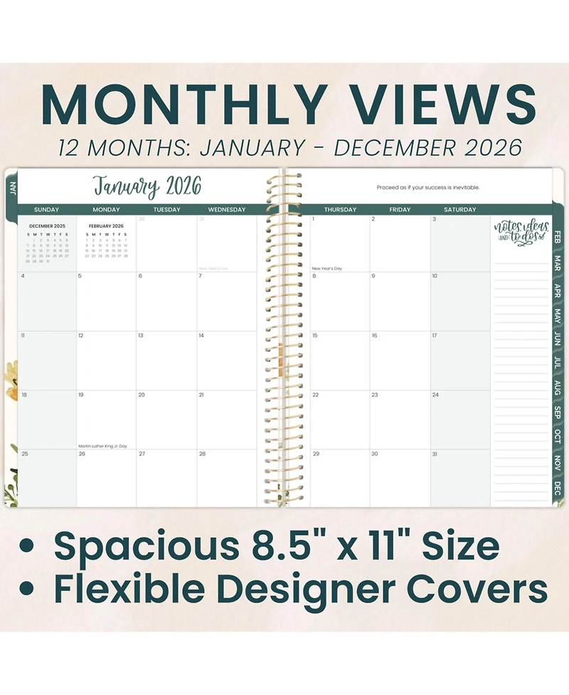 Gnuadz 2026 Planner Weekly Monthly Agenda Stickers Bookmark