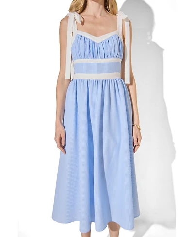 English Factory Women's Contrast Strap Smocked Midi Dress