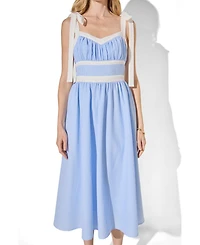 English Factory Women's Contrast Strap Smocked Midi Dress