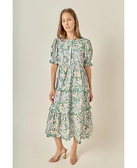 English Factory Women's Contrast Scallop Edge Midi Dress