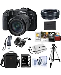 Canon Eos Rp Mirrorless Camera with Rf 24-105mm f/4-7.1 Is Stm Lens, Bundle with 64GB Memory Card, Tripod, Card Reader, Battery, Charger Base,