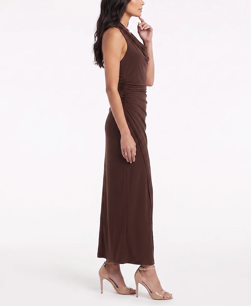 Taylor Women's Ruched Sleeveless Cowl Neck Dress