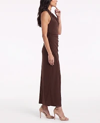Taylor Women's Ruched Sleeveless Cowl Neck Dress