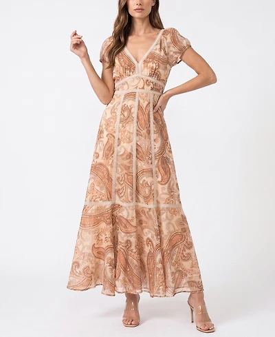 Taylor Women's V-Neck Paisley Fit & Flare Dress