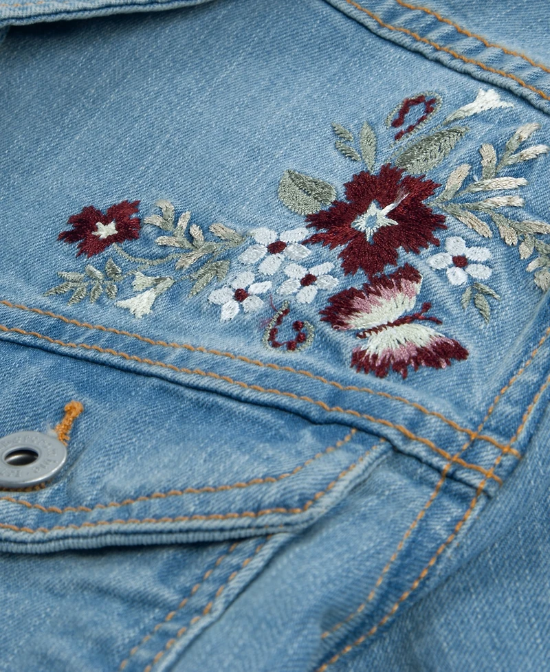 abercrombie Kids Girls' 7-16 Embroidered Denim Long-Sleeve Jacket