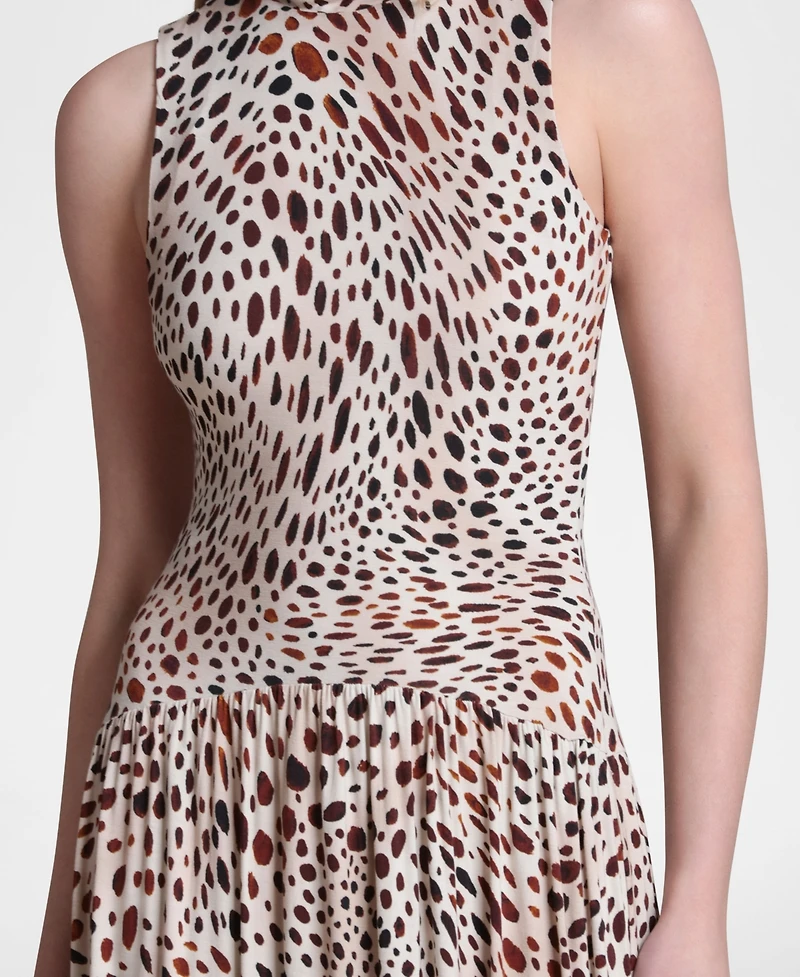 Avec Les Filles Women's Sleeveless Mock Neck Maxi Dress