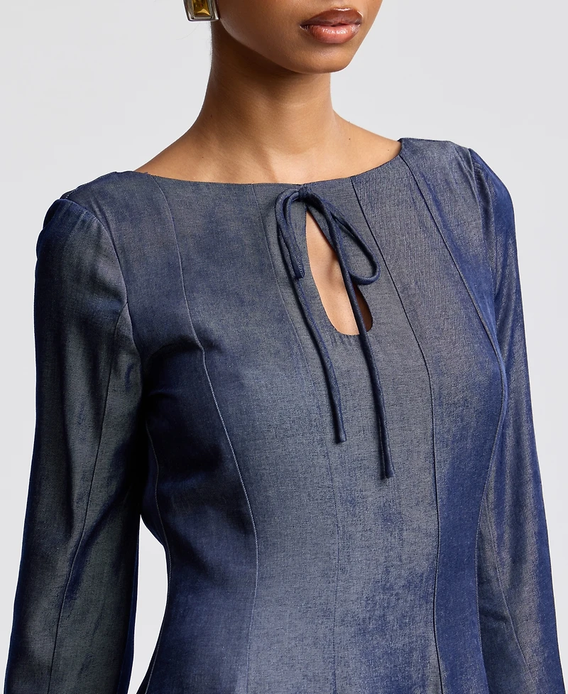 Avec Les Filles Women's Boat Neck Bell Sleeve Mini Dress