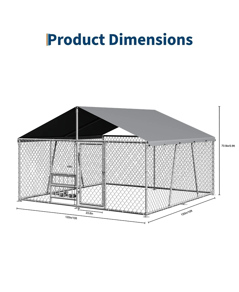 Gaomon Heavy Duty Outdoor Dog Kennel - Secure Metal Wire Enclosure with Waterproof Roof, Lockable Door, for Large Dogs, Backyard or Farm
