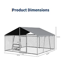Gaomon Heavy Duty Outdoor Dog Kennel - Secure Metal Wire Enclosure with Waterproof Roof, Lockable Door, for Large Dogs, Backyard or Farm