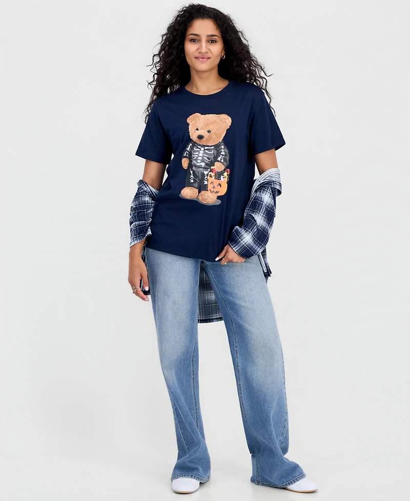 Grayson Threads, The Label Juniors' Skeleton Bear Graphic-Print T-Shirt