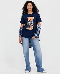 Grayson Threads, The Label Juniors' Skeleton Bear Graphic-Print T-Shirt