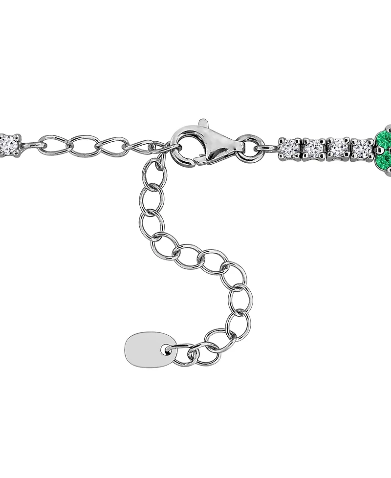 Macy's Lab-Grown Emerald (1 ct. t.w.) & White Sapphire (1-3/4 Bracelet Sterling Silver